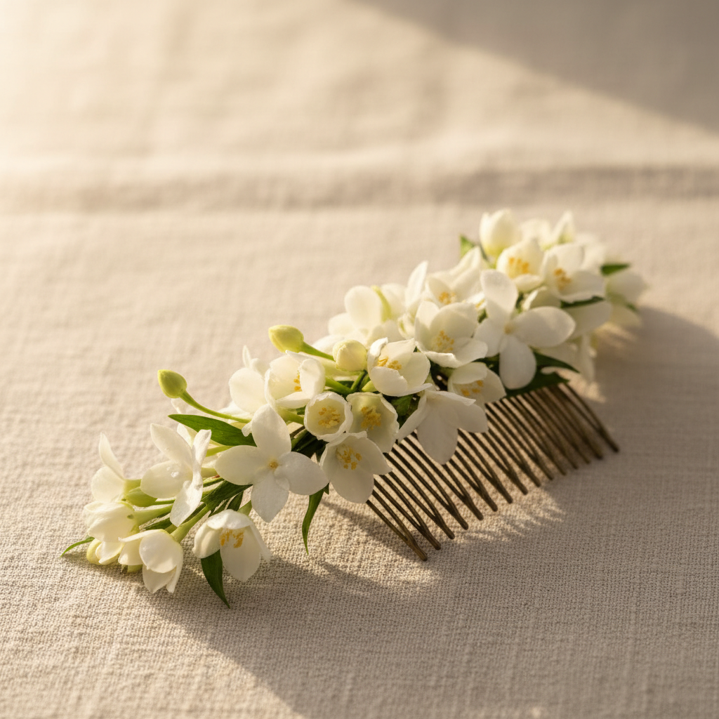 White orchid hair flowers