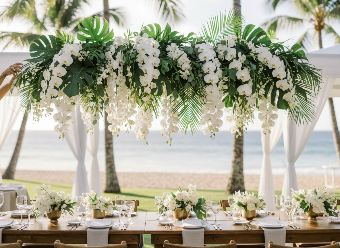 Hanging orchid installation
